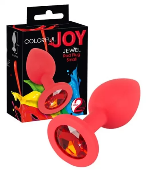 KIs méretű piros szilikon anál plug Colorful Joy Jewel Red Plug