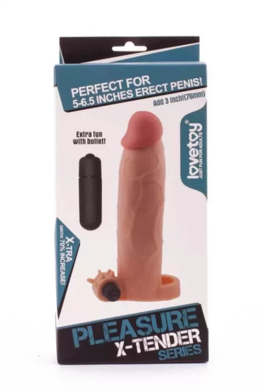 Vibrátoros péniszhosszabbító és vastagító Pleasure X Tender penis sleeve 20,8 cm