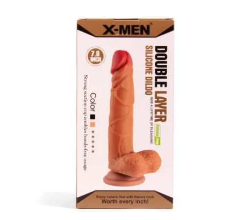 X Men tapadótalpas szilikon dildó (18,8 cm sötétbarna bőrszín)