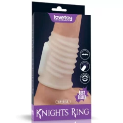Spirál mintás péniszmandzsetta vibrációval Vibrating Spiral Knights Ring (White) I