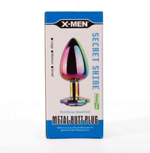 X MEN Secret Shine Metal Butt Plug Rainbow L