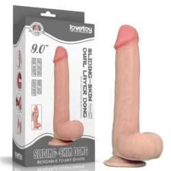 LoveToy – Sliding Skin realisztikus bőrös dildó (22,6 cm 9")