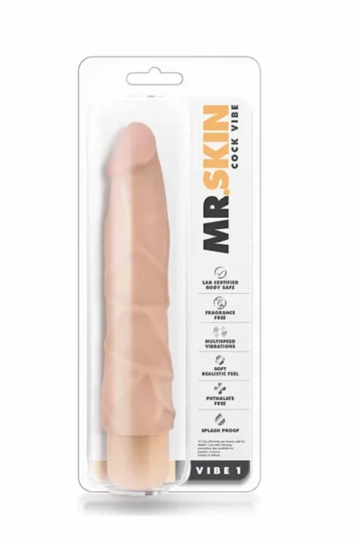 Tetszínű valósághű vibráló pénisz 22 cm Mr skin cock vibe 1