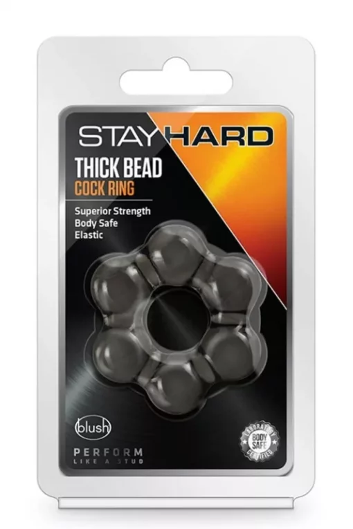 Golyós péniszgyűrű Stay hard thick bead cock ring black