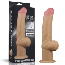 Realisztikus kétrétegű szilikon herés dildó markolattal 19 cm 12'' Handle Cock