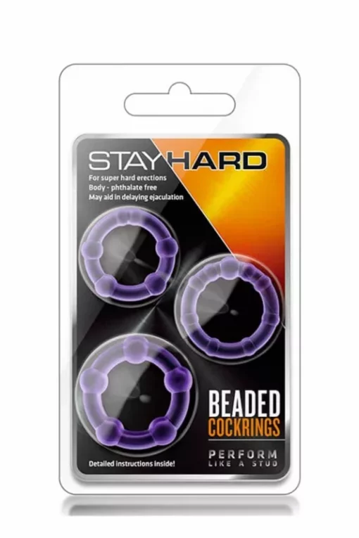 Stay hard beaded cockrings purple