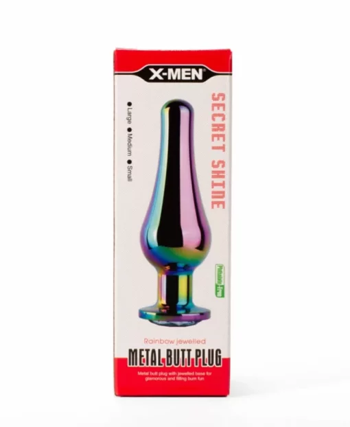 X MEN Secret Shine Metal Butt Plug Rainbow S