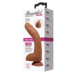 Letapasztható, herés barna dildó Beautiful Alex 11" Dildo Brown 28 cm