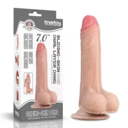 LoveToy – Sliding Skin realisztikus bőrös dildó (17,8 cm 7")