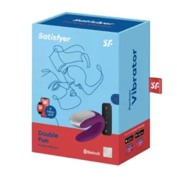 Satisfyer Double Fun párvibrátor, távirányítóval (lila) (APP os)