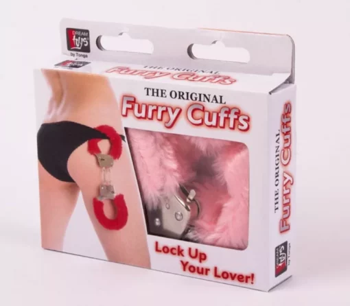 Fém csuklóbilincs rózsaszínű plüss huzattal