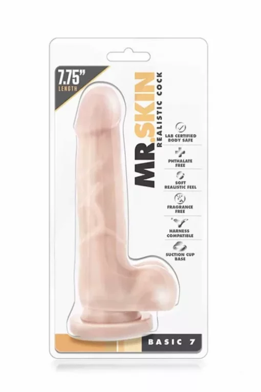 Realisztikus herés, világos dildó Mr.Skin Realistic Cock Basic 19,7 cm
