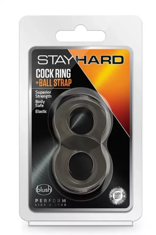 Pénisz és heregyűrű Stay Hard cock ring and ball strap black