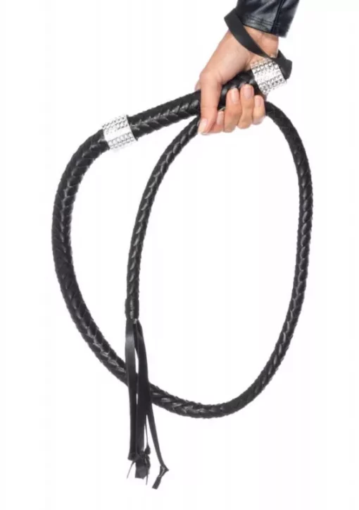Korbács Rhinestone handle whip black