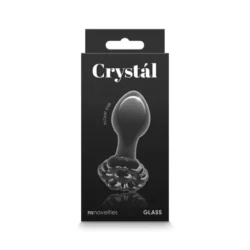Üveg popsidugó Crystal flower butt plug fekete