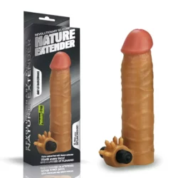 Vibrátoros péniszhosszabbító (+3,8cm) Vibrating Silicone Extender Brown