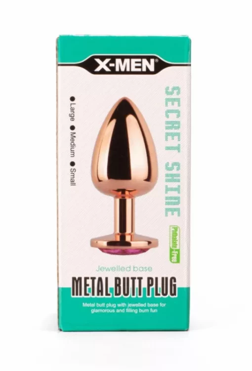 X MEN Secret Shade Metal Butt Plug Rose S