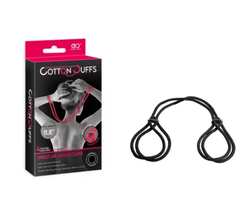 Szövet kötöző bilincs Cotton cuffs fekete