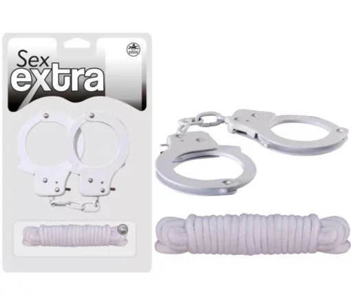 Fém bilincs és kötöző fehér Sex extra metal cuffs & love rope fehér