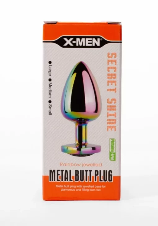 X MEN Secret Shine Metal Butt Plug Rainbowheart S