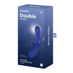 Satisfyer Double Crystal üveg dildó (kék)