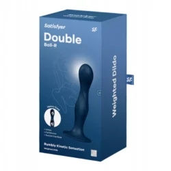 Satisfyer Double Ball R szilikon dildó, belső ballasztgolyókkal (kék)