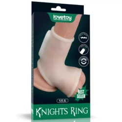 Vibrációs pénisz és heremandzsetta Vibrating Silk Knights Ring with Scrotum Sleeve (White)