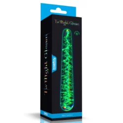 Foszforeszkáló kétvégű üvegdildó Glow in the dark Twilight Gleam glass dildo slim fantasy