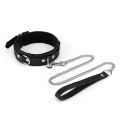 Nyakörv láncos pórázzal Black bond collar with leash