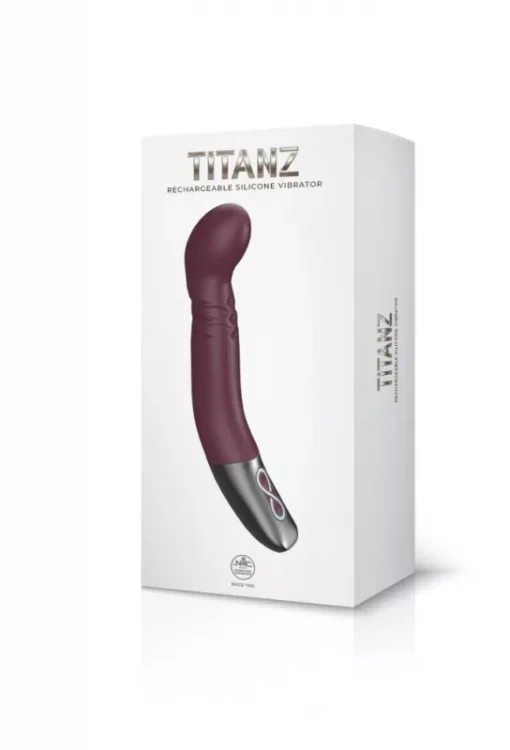 G pontos vibrátor Titanz 8" silicone rechargeable vibrator in rubine red