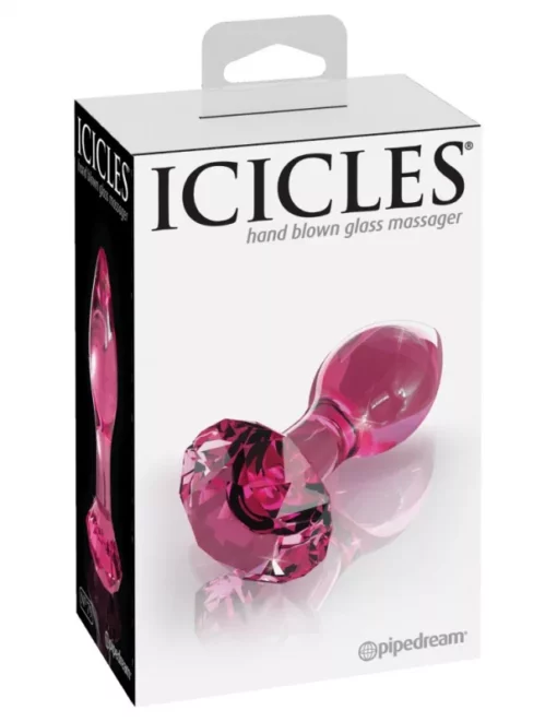 Icicles kisméretű anál dildó üvegből, kristályt formázó talprésszel.