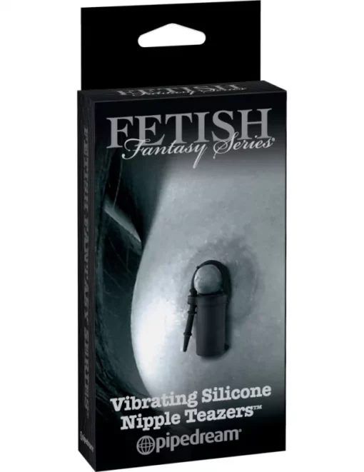 Vibrációs mellbimbócsipesz Vibrating Silicone Nipple Teazers Black