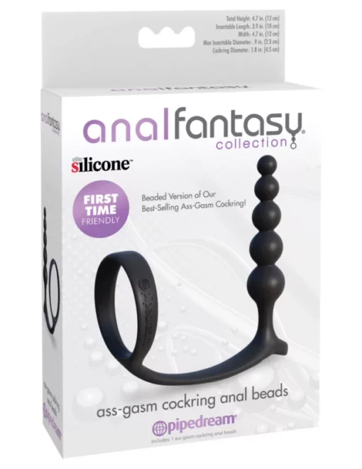 Análdugó péniszgyűrűvel Ass gasm cockring anal beads black