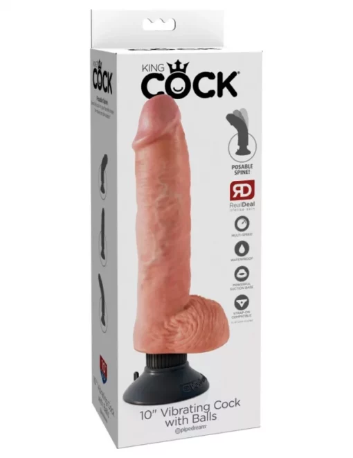 Vibrátoros pénisz tapadókorongos King Cock 26 cm