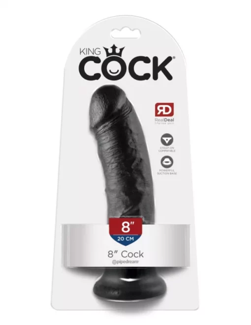 King Cock 8" dildó (20 cm fekete)