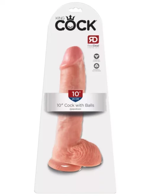 King Cock 10" dildó, herékkel (25 cm világos bőrszín)