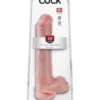 King cock dildó, herékkel 33 cm világos bőrszín