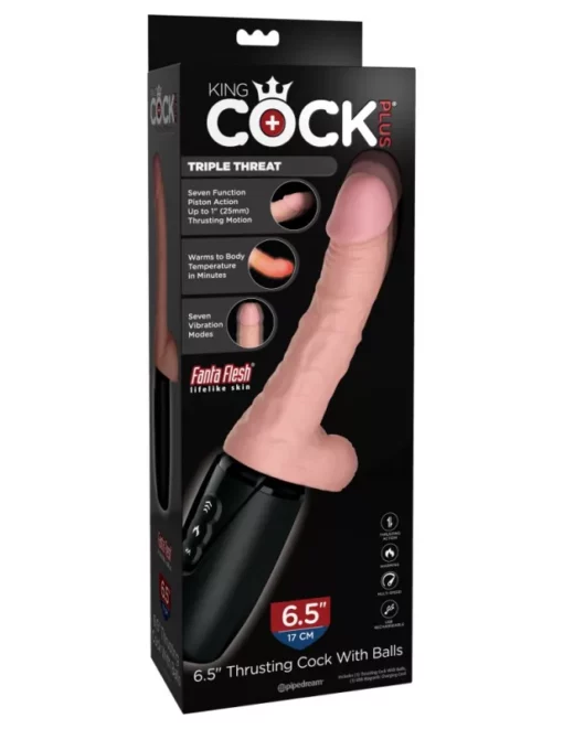 Toló lökő vibrátor barna 7.5" thrusting cock with balls