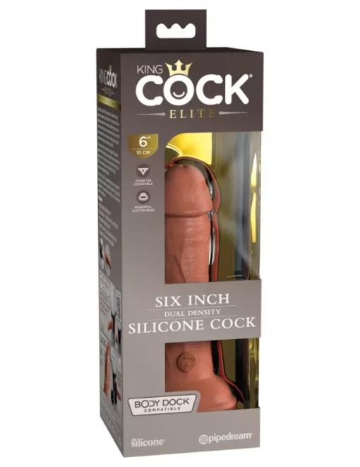 Tapadókorongos dildó 6 dual density silicone cock tan 15 cm