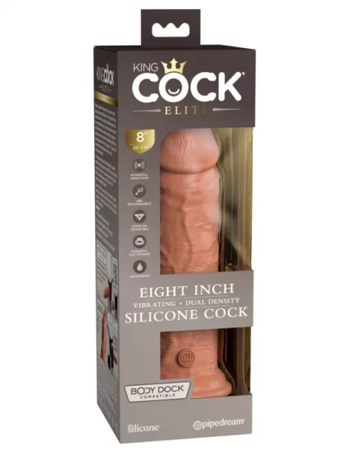 Letapasztható vibrátor 8" dual density vibrating silicone cock tan