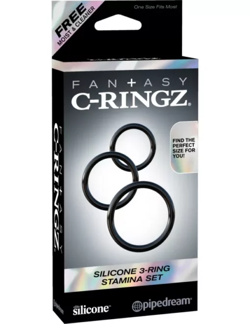 Péniszgyűrű szett Silicone 3 ring stamina set black