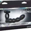 Péniszgyűrű vibrátorral Posable partner double penetrator black