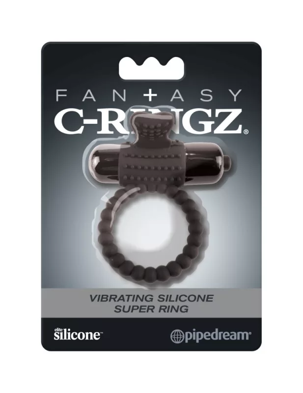 Péniszgyűrű vibrátoros Vibrating silicone super ring black