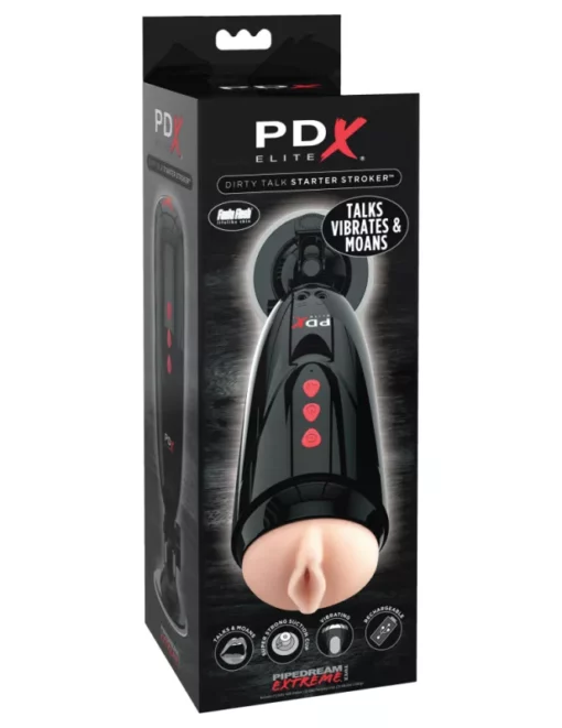Vibrátoros vagina Pdx elite dirty talk stroker flesh black