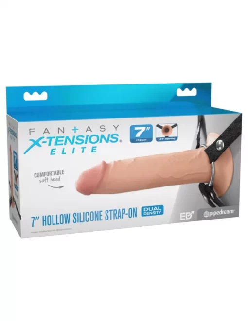 Üreges szilikon dildó hámmal 17,78 cm 7" silicone hollow strap on dual density