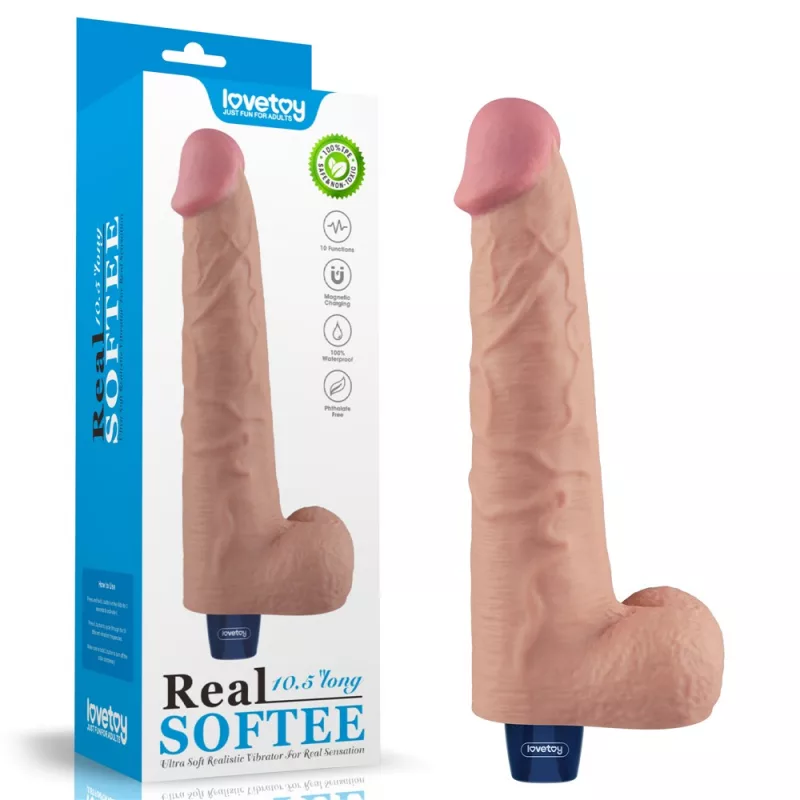 Tölthetős realisztikus vibrátor 27 cm 10.5" Real Softee Rechargeable Vibrating Dildo (Flesh)
