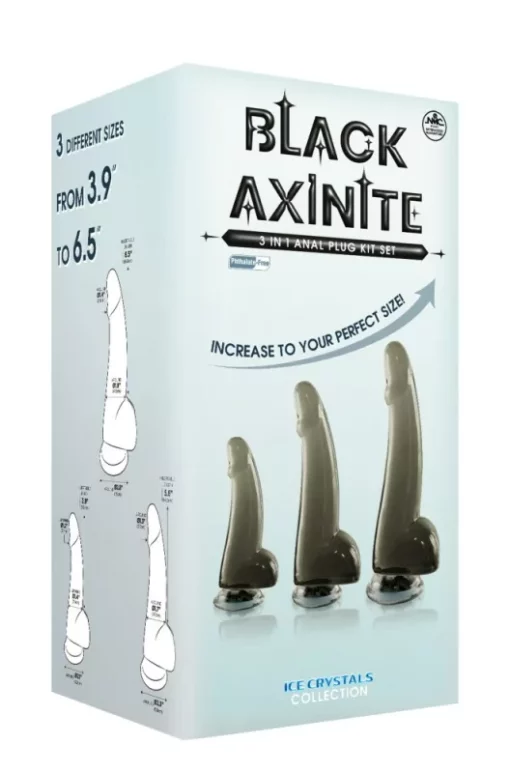 Letapasztható dildó készlet 3db os Black Axinite 3 in 1 Anal Plug Kit Set IV