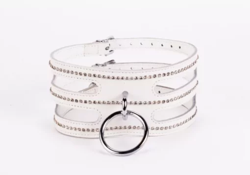 Bőr nyakörv fehér Collar made in calf softy leather