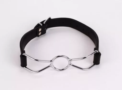 Szájterpesz fekete Stainless steel mouth spreader with leather strap