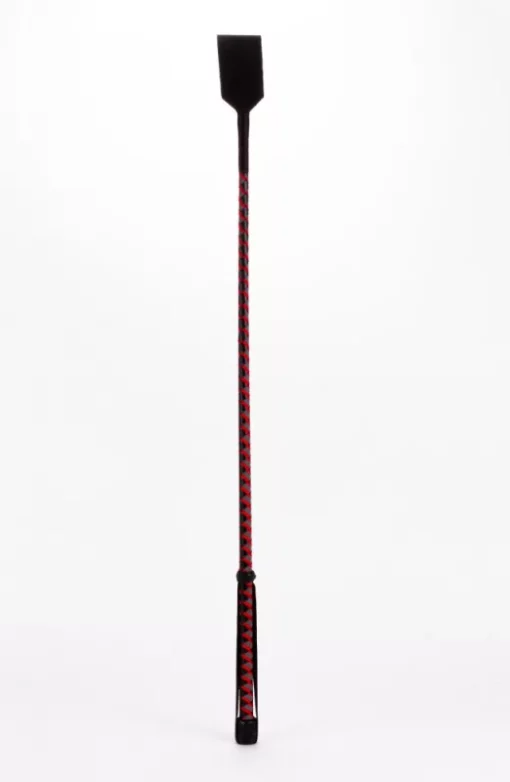 Fenyítő pálca vörös Riding stick Leather stick with neon strip and nubuck leather